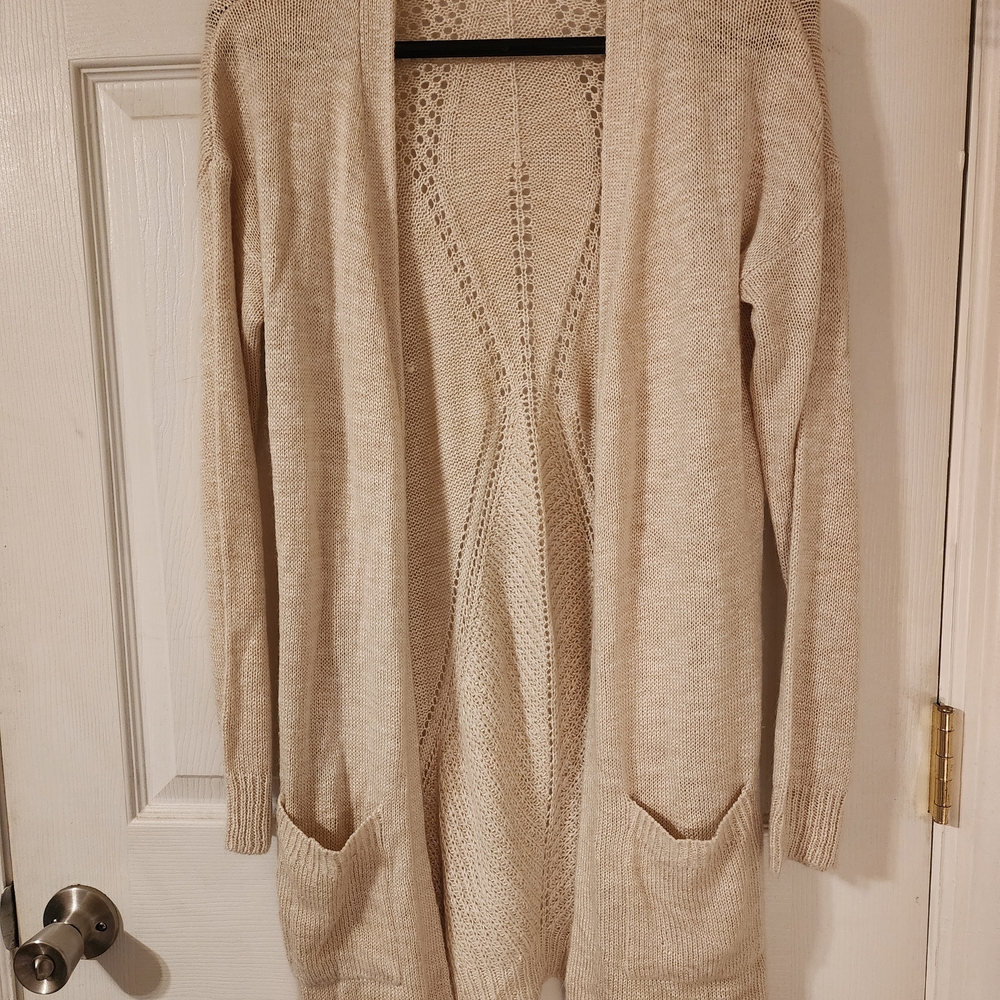 Pink Rose Light Tan Knit Cardigan